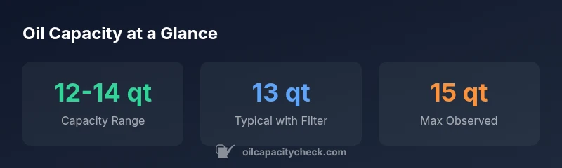 Infographic showing oil capacity ranges for 2008 Ram 3500 Cummins 6.7L engine