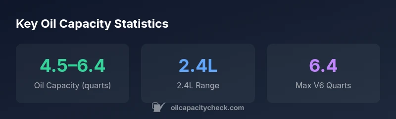 Infographic showing oil capacity ranges for 2009 Camry by engine type