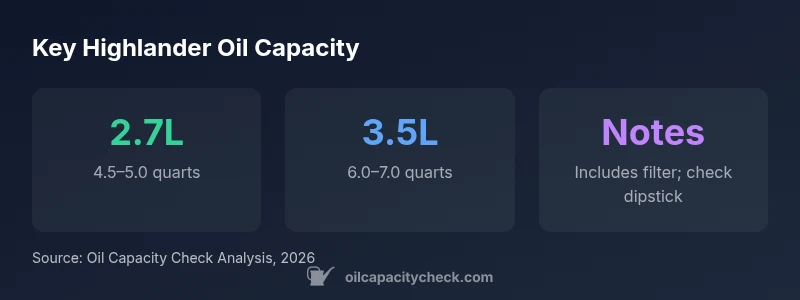 Infographic comparing oil capacity by engine for 2015 Highlander